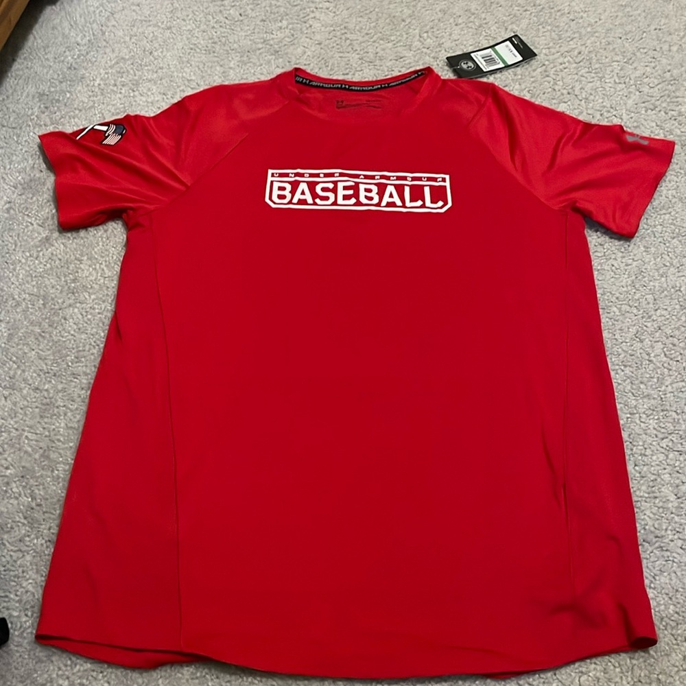 UA baseball shirt "step up" USA logo hear gear NWT